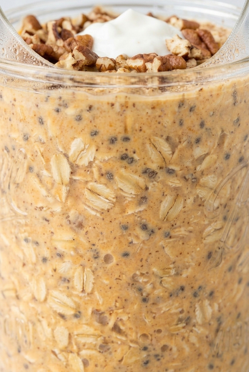 sweet potato overnight oats close up