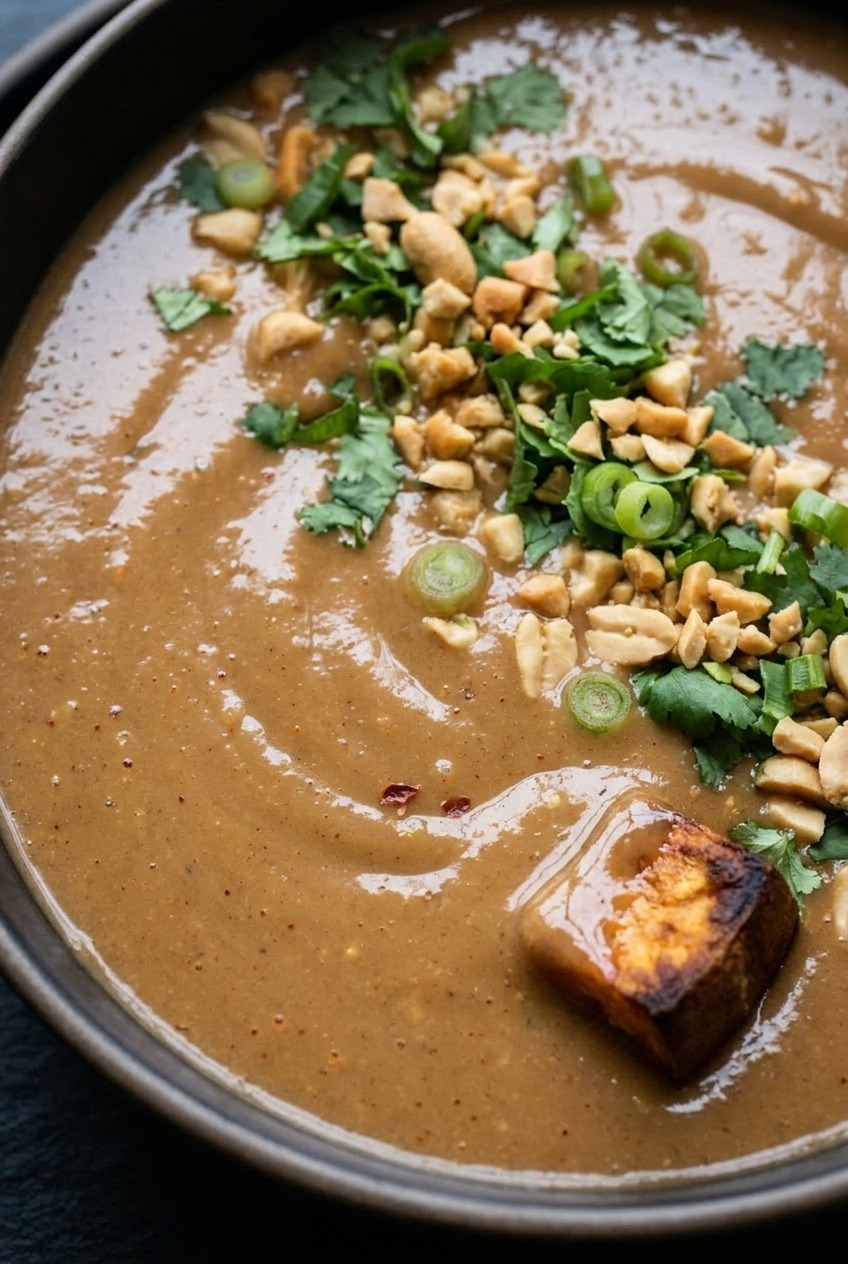sweet potato peanut sauce close up