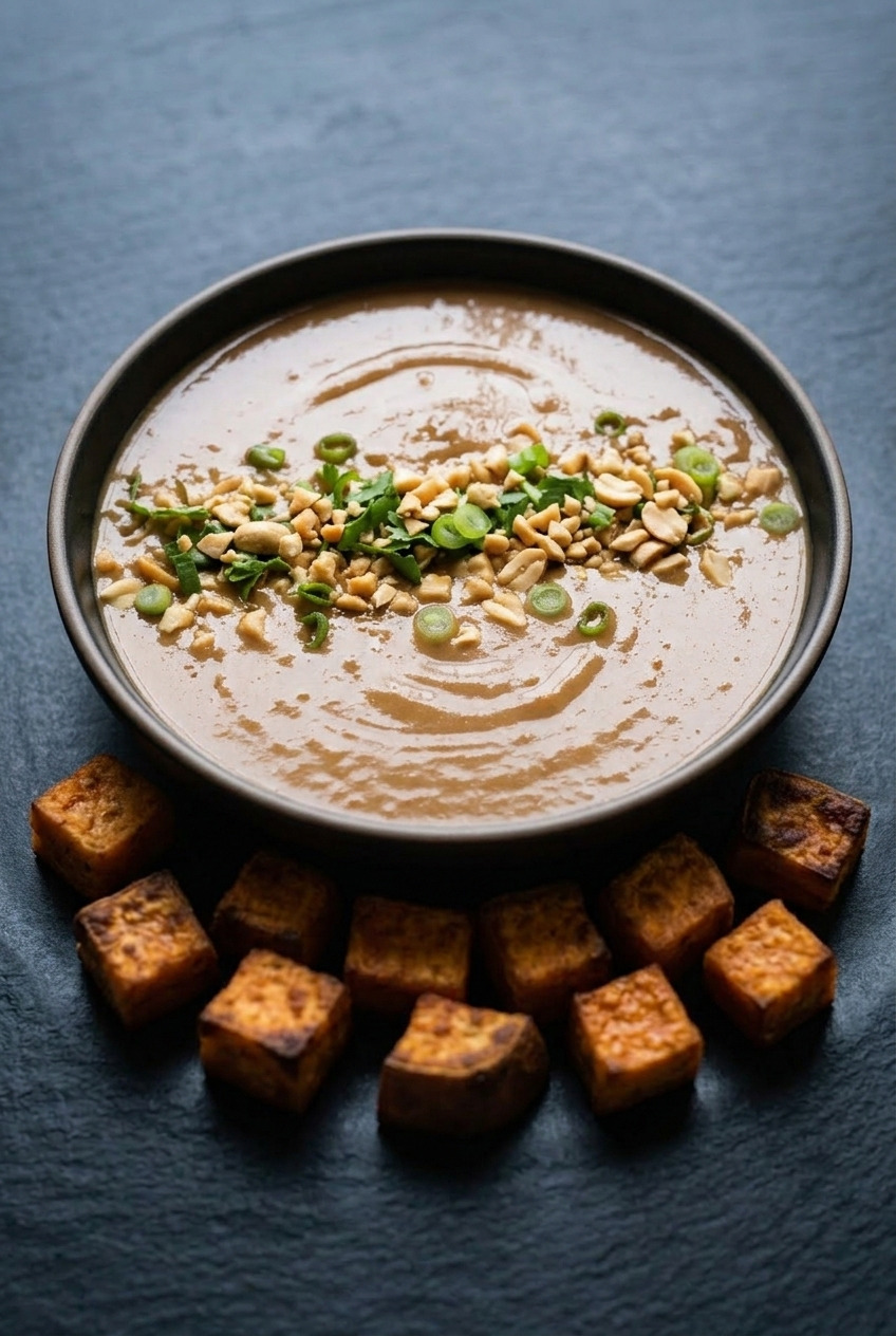 sweet potato peanut sauce side view