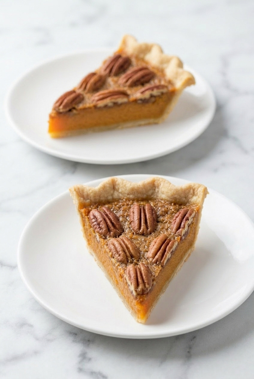 sweet potato pecan pie dinner scene