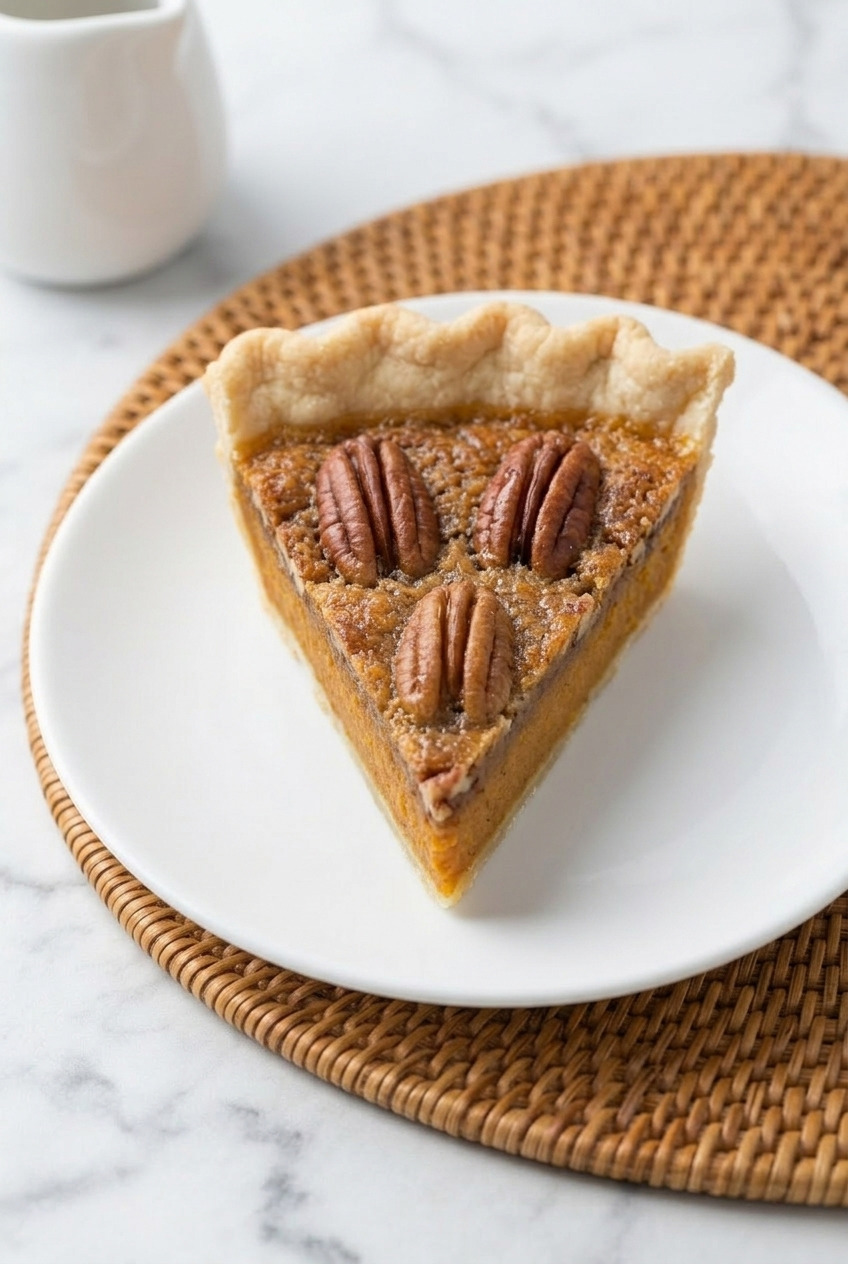 sweet potato pecan pie served