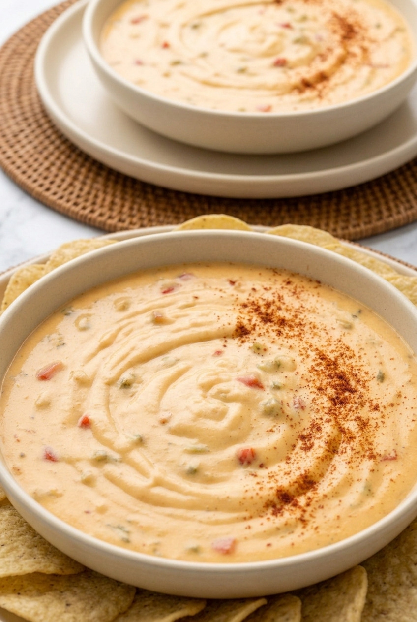 sweet potato queso dip dinner scene