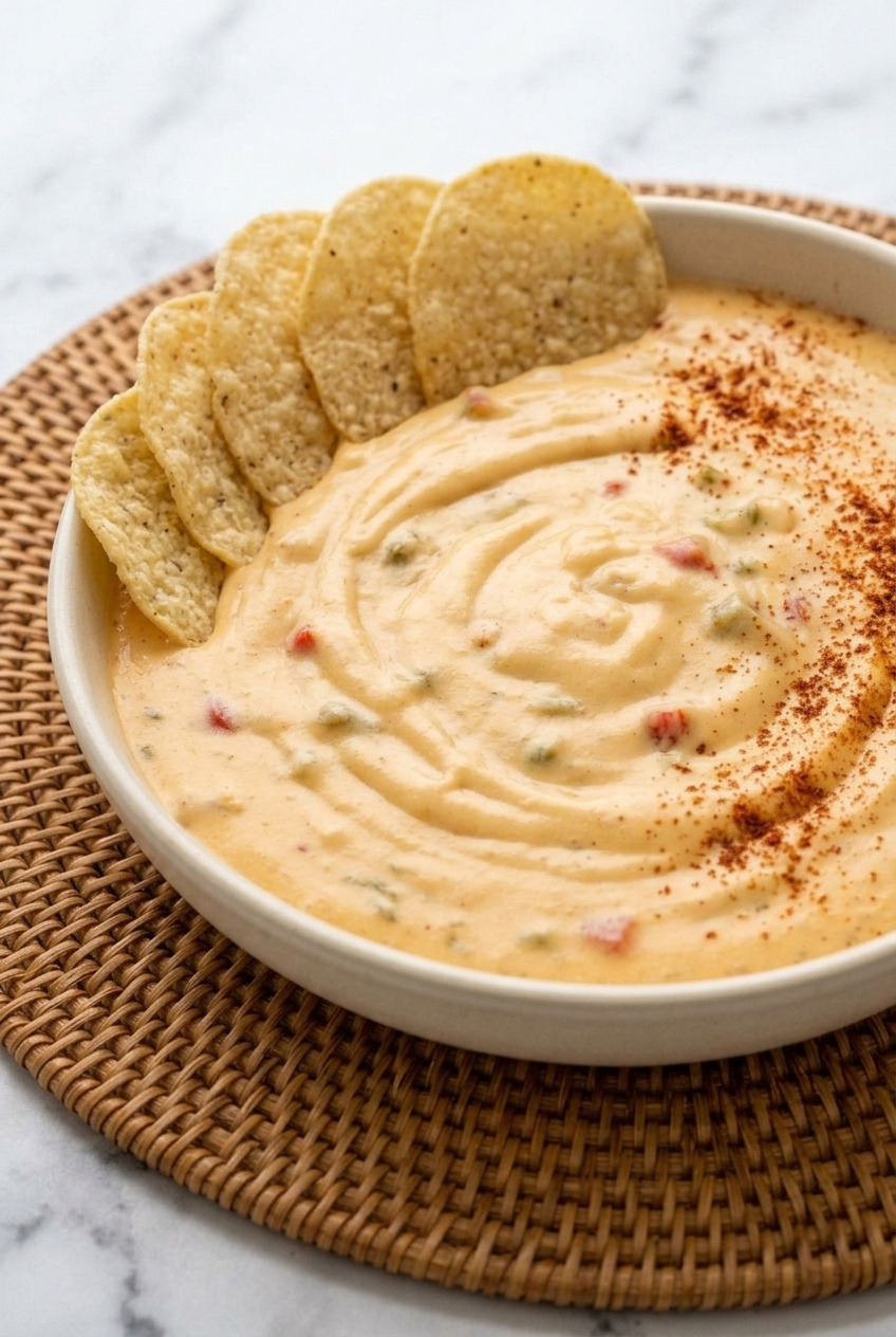 sweet potato queso dip side view