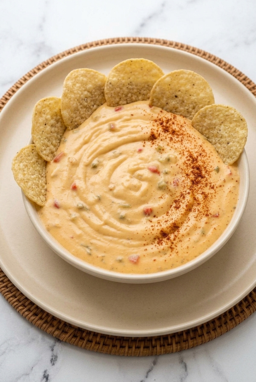 sweet potato queso dip served